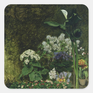 Adesivo Quadrado Pierre flores de Renoir um em uma estufa