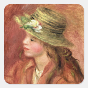 Adesivo Quadrado Pierre uma rapariga de Renoir em um chapéu de