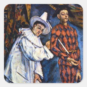 Adesivo Quadrado Pierrot e Harlequim, Mardi Gras de Paul Cezanne