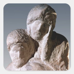 Adesivo Quadrado Pieta de Rondanini, detalhe das cabeças do cristo