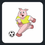 Adesivo Quadrado Pig as Soccer player with Soccer<br><div class="desc">This design is the perfect gift for a birthday,  Christmas and other celebrations. It is suitable for women,  men and kids.</div>