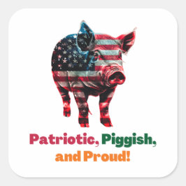 Adesivo Quadrado Pig Flag América
