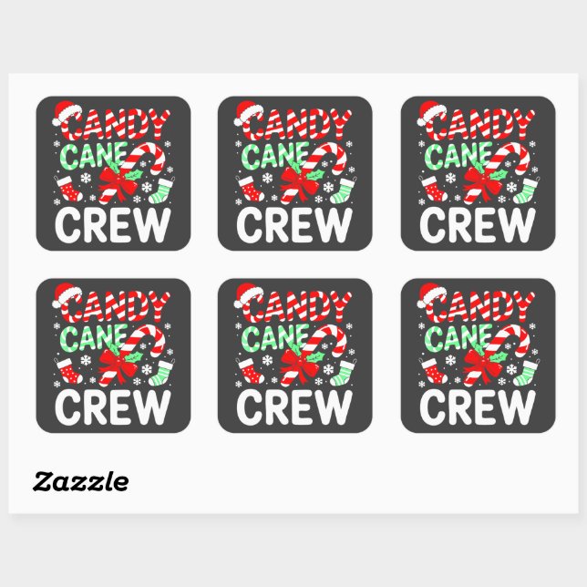 Adesivo Quadrado Pijamas de Natal da Equipe Candy Cane (Folha)