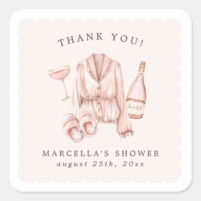 Adesivo Quadrado Pijamas & Prosecco Chá de Noiva Despedida de Solte (Frente)