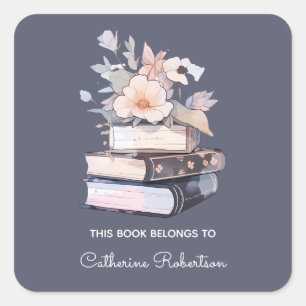Adesivo Quadrado Pilha de Livro Este Livro pertence ao Painel de No