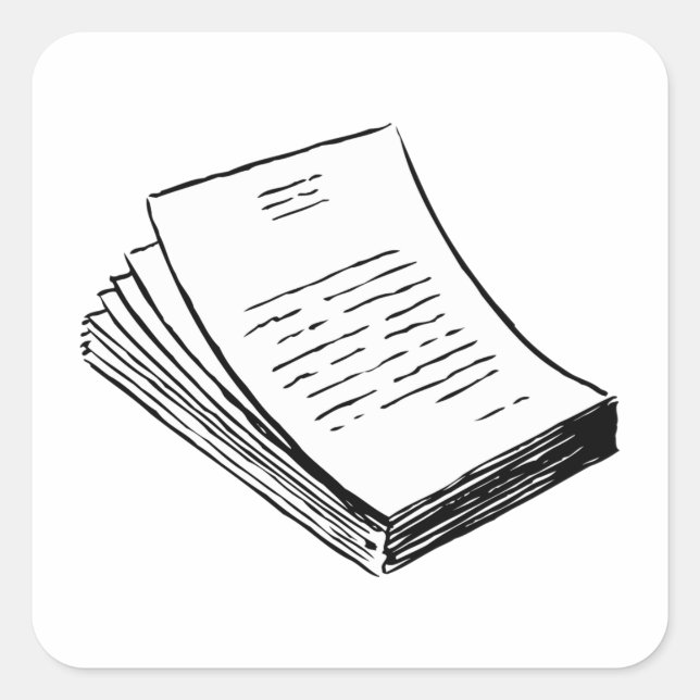 Adesivo Quadrado Pilha De Papel (Frente)