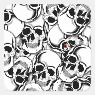 Adesivo Quadrado Pilha de Skulls Red Eye ID222