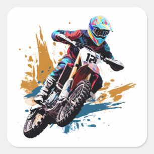 Adesivo Quadrado Piloto de Bicicleta de Motocross MX