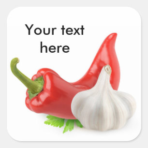 Adesivo Quadrado Pimenta e alho