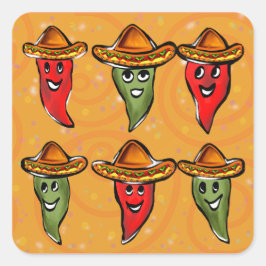 Adesivo Quadrado Pimentões Cinco de Mayo