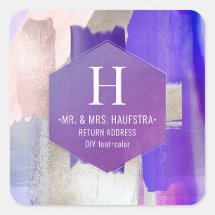 Adesivo Quadrado Pincéis De Cores Aquáticas PixDezines Violet Silve