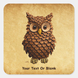 Adesivo Quadrado Pine Cone Owl