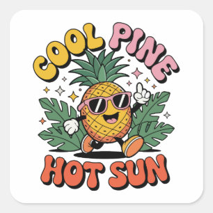 Adesivo Quadrado Pine Legal Sol Quente Vibrações de Verão Retro