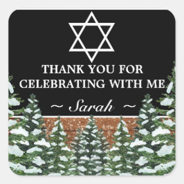 Adesivo Quadrado Pine Mitzvah, Floresta Neve Negra