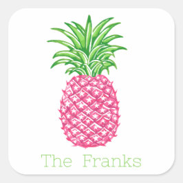 Adesivo Quadrado Pineapple Rosa Estrelas Personalizado 
