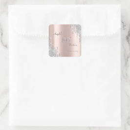 Adesivo Quadrado Pingo de Purpurina Prata Rosa Dourado 80º
