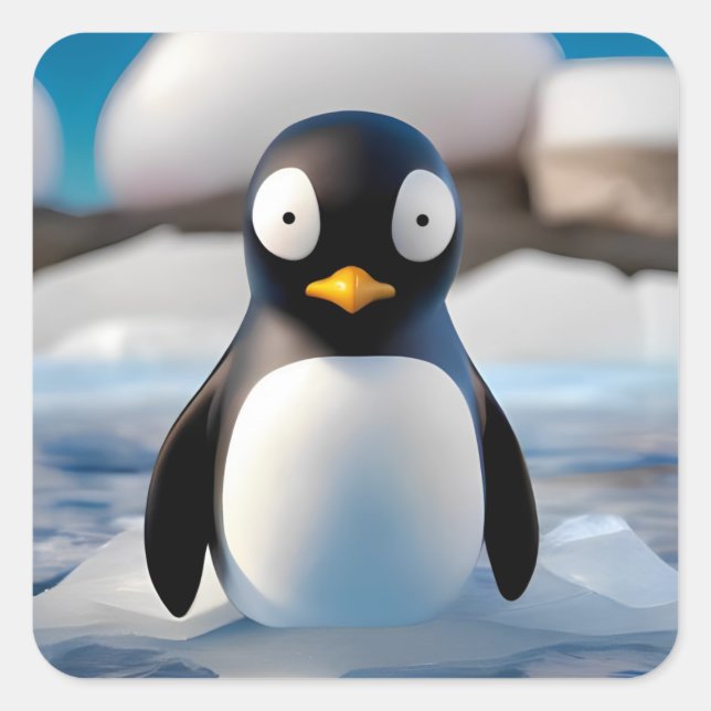 Adesivo Quadrado Pinguim (Frente)