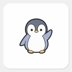 Adesivo Quadrado Pinguim Alegre – Ilustração Kawaii Fofa