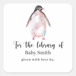 Adesivo Quadrado Pinguim - Biblioteca de Chuvinha de Bebê