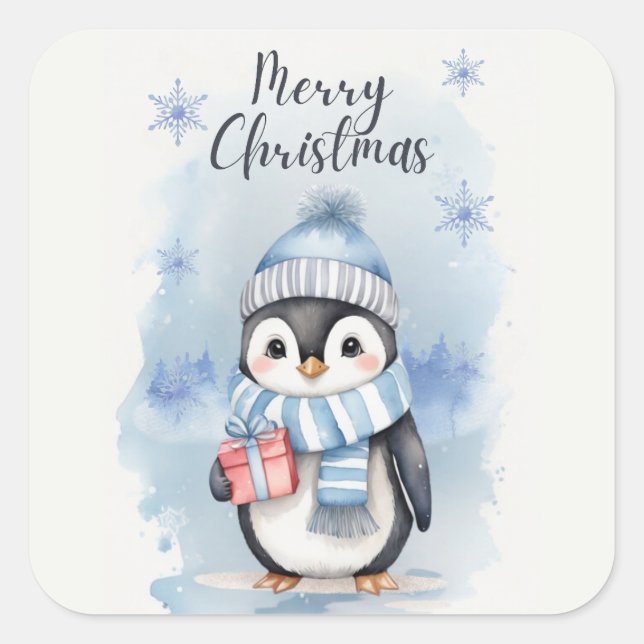 Adesivo Quadrado Pinguim Bonito 2 (Frente)