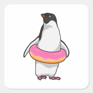 Adesivo Quadrado Pinguim com Rosquinha