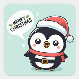 Adesivo Quadrado Pinguim de Natal bonito