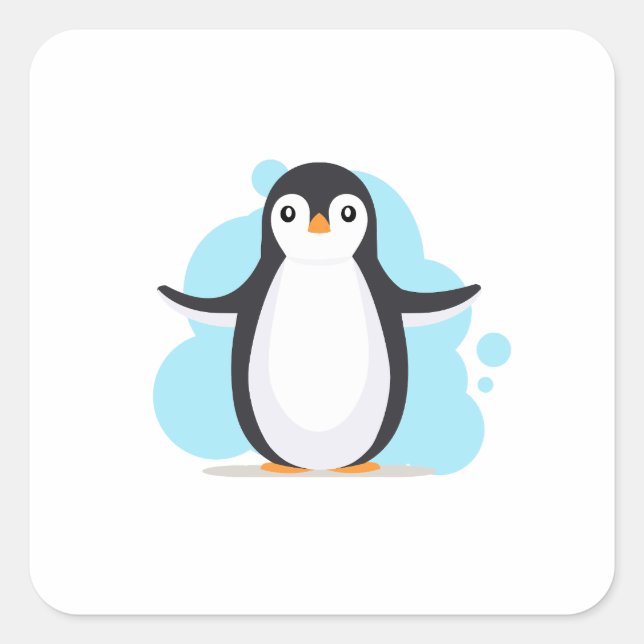 Adesivo Quadrado Pinguim feliz (Frente)