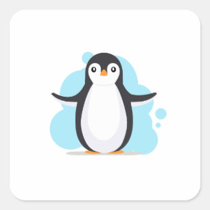 Adesivo Quadrado Pinguim feliz