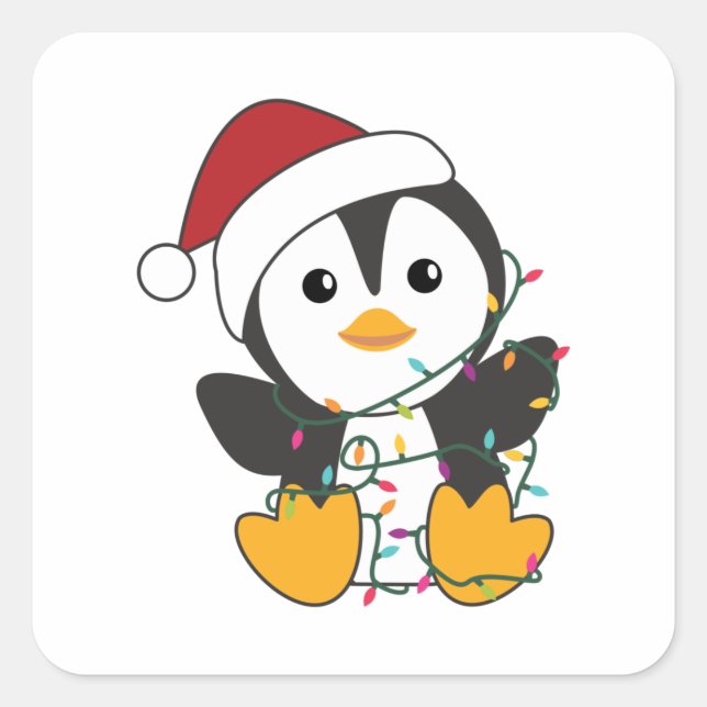 Adesivo Quadrado Pinguim Natal Neve Animais de inverno Pinguins Adu (Frente)