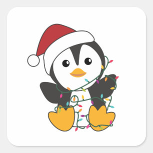 Adesivo Quadrado Pinguim Natal Neve Pinguins de Pinguins
