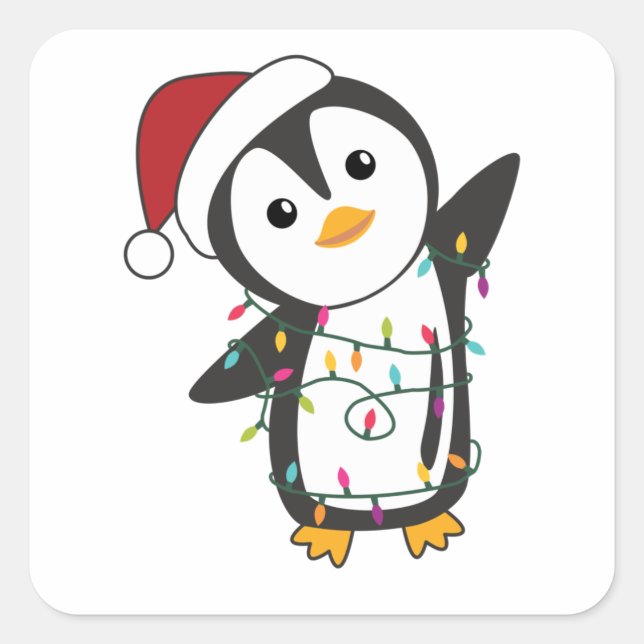 Adesivo Quadrado Pinguim Natal Neve Pinguins de Pinguins (Frente)