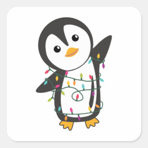 Adesivo Quadrado Pinguim Natal Neve Pinguins de Pinguins