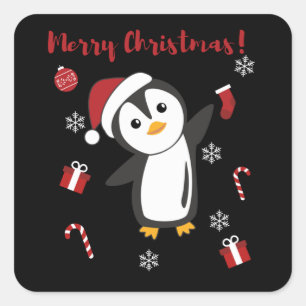 Adesivo Quadrado Pinguim Natal Neve Pinguins de Pinguins