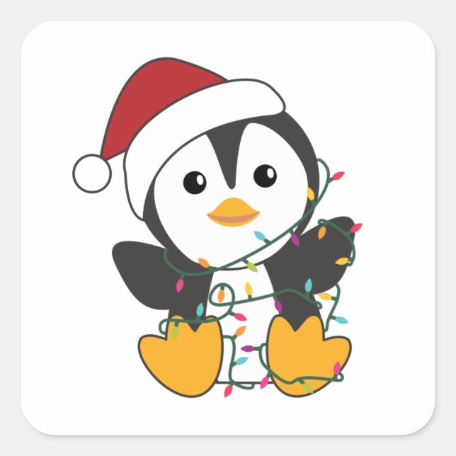 Adesivo Quadrado Pinguim Natal Neve Pinguins de Pinguins (Frente)