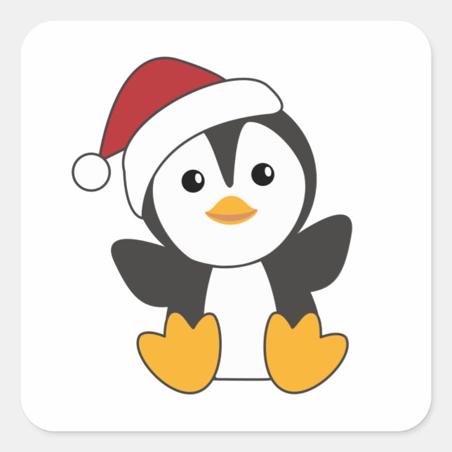 Adesivo Quadrado Pinguim Natal Neve Pinguins de Pinguins (Frente)