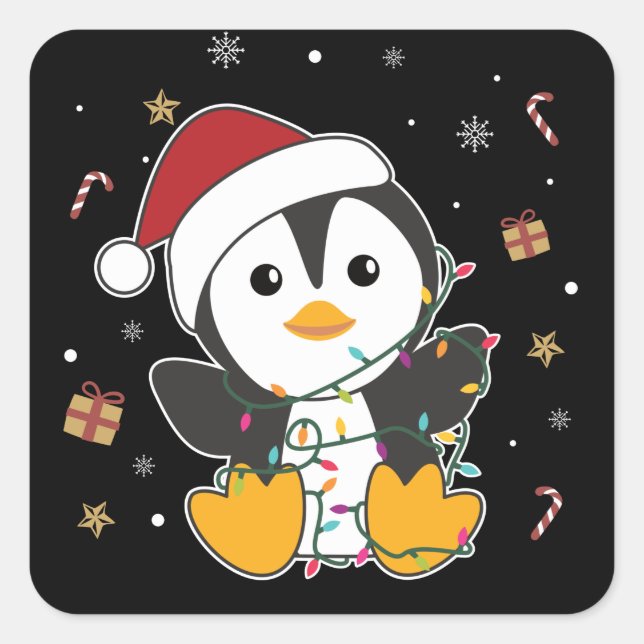 Adesivo Quadrado Pinguim Natal Neve Pinguins Squ (Frente)