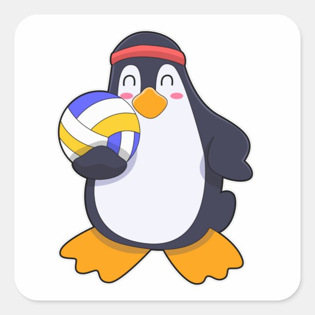 Adesivo Quadrado Pinguim nos esportes de vôlei (Frente)