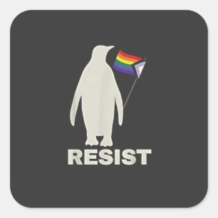 Adesivo Quadrado Pinguim resistente contra tarifas LGBT Anti Trump