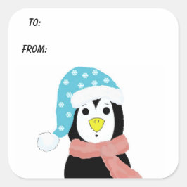 Adesivo Quadrado Pinguim surpreso