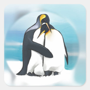 Adesivo Quadrado Pinguins Através Do Igloo