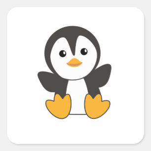 Adesivo Quadrado Pinguins Cutes Para Crianças Pássaros Engraçado