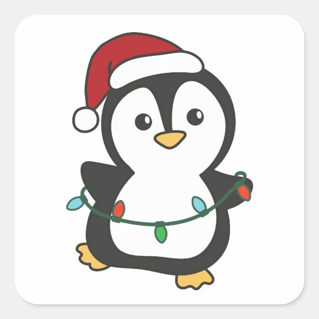 Adesivo Quadrado Pinguins de Natal de Inverno Pinguins (Frente)