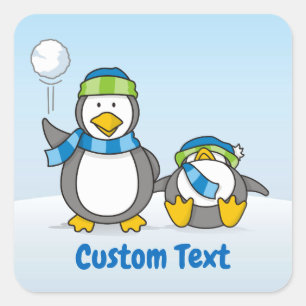 Adesivo Quadrado Pinguins de neve