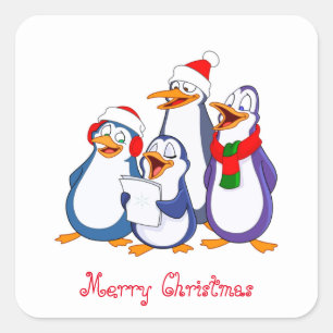 Adesivo Quadrado Pinguins do Etiqueta-Canto do Natal