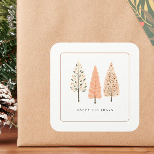 Adesivo Quadrado Pinheiro Nórdico de Linha Minimalista Terrestre Pe