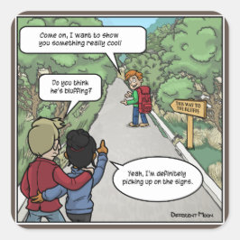 Adesivo Quadrado Pinheiros Engraçados