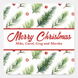 Adesivo Quadrado Pinho Feriado E Natal Personalizado De Berries