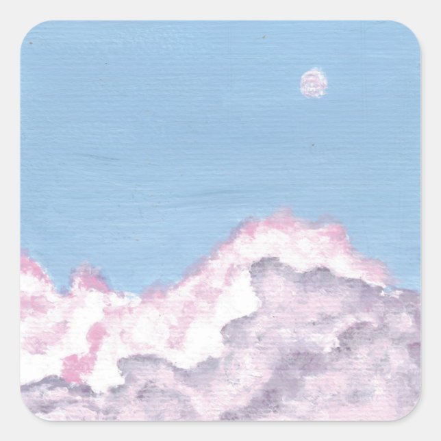 Adesivo Quadrado Pink and Purple Fluffy Clouds Stickers (Frente)