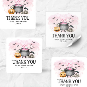 Adesivo Quadrado Pink Baby está a caminho no Chá de Bebê de Hallowe
