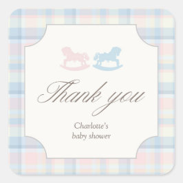 Adesivo Quadrado Pink Blue Thank you Square Gender Reveal